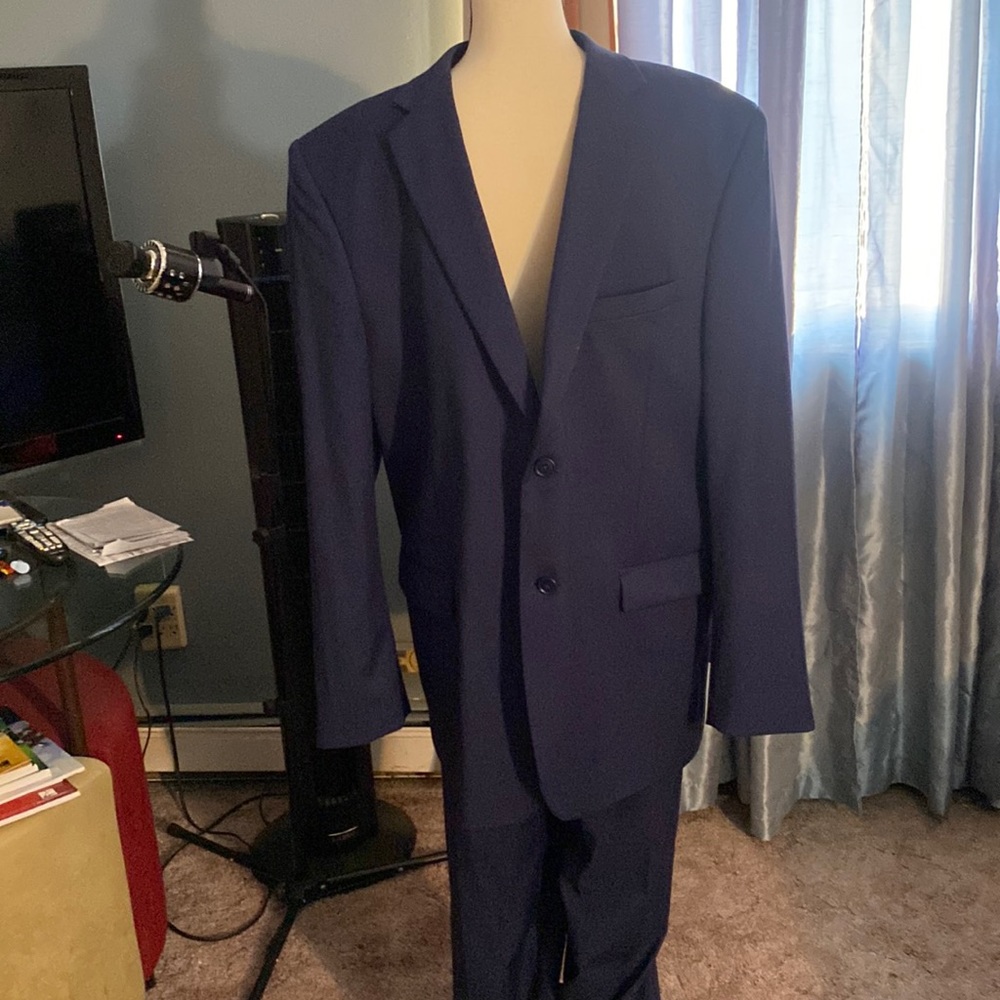 adolfo navy suit 44R
